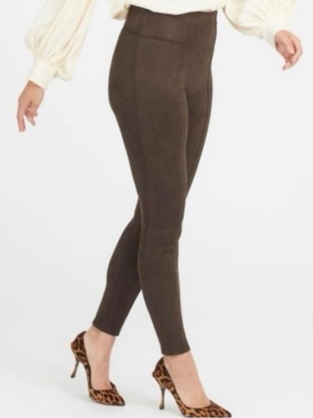 Spanx Faux Suede Legging Chocolate Brown Womens Medium